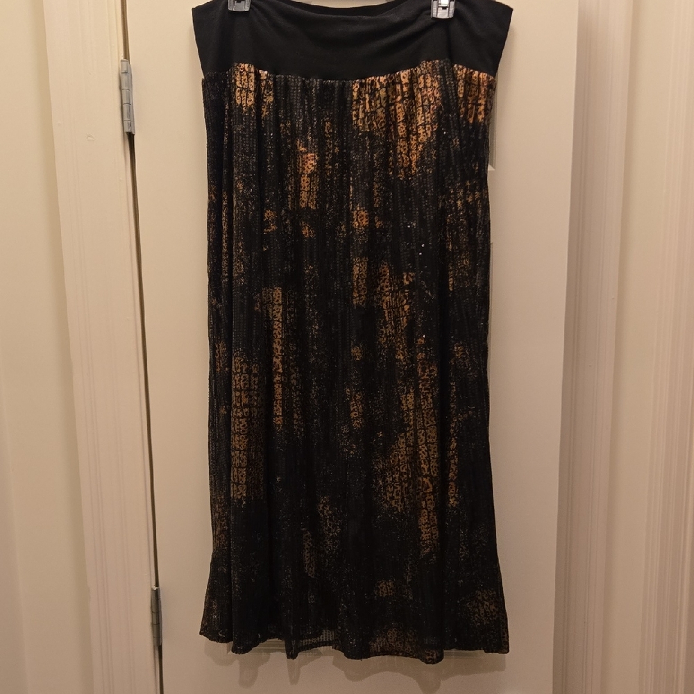 Reba Black and Gold Maxi Skirt